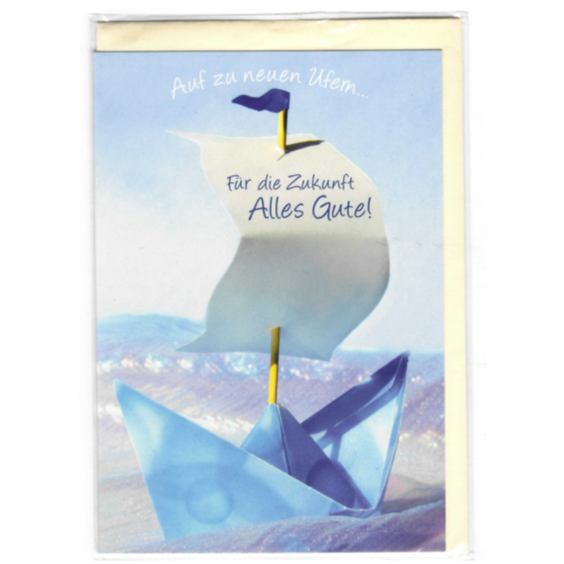 Glückwunschkarte Neuanfang Auf zu neuen Ufern Billet mit Kuvert Alles Gute